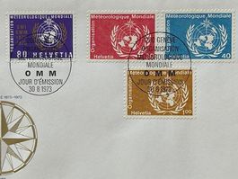 🌟 FDC 1973 Jour d`émission: OMM - Centenaire Nr.: 10 - 13